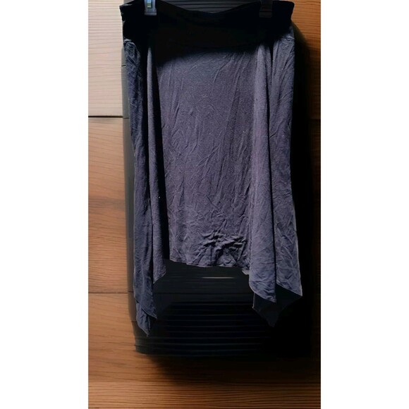 New York & Company Stretch Skirt Size M Medium Shark Bite Hem Black Long Modest - Picture 2 of 11